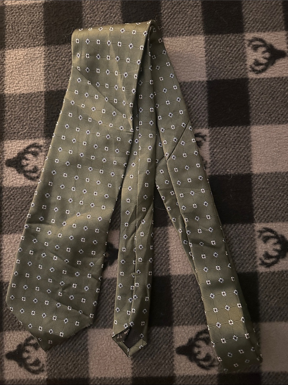 George Olive Green Microdot Tie